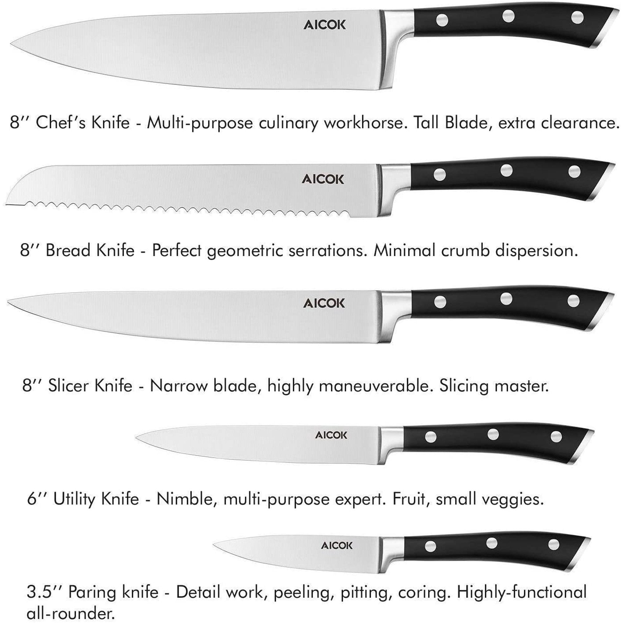 6-Piece: Aicok German Stainless Steel Kitchen Knife Set Brand New Unisex