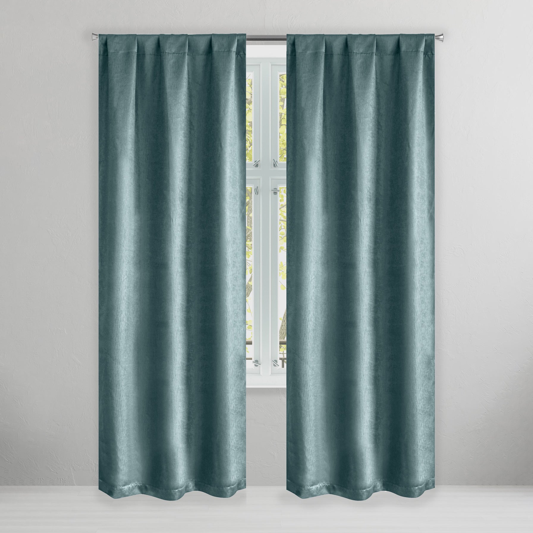 Set of 2: Brushed Textured Blackout Thermal Window Curtain Pair Panel Cheap Discount Sale