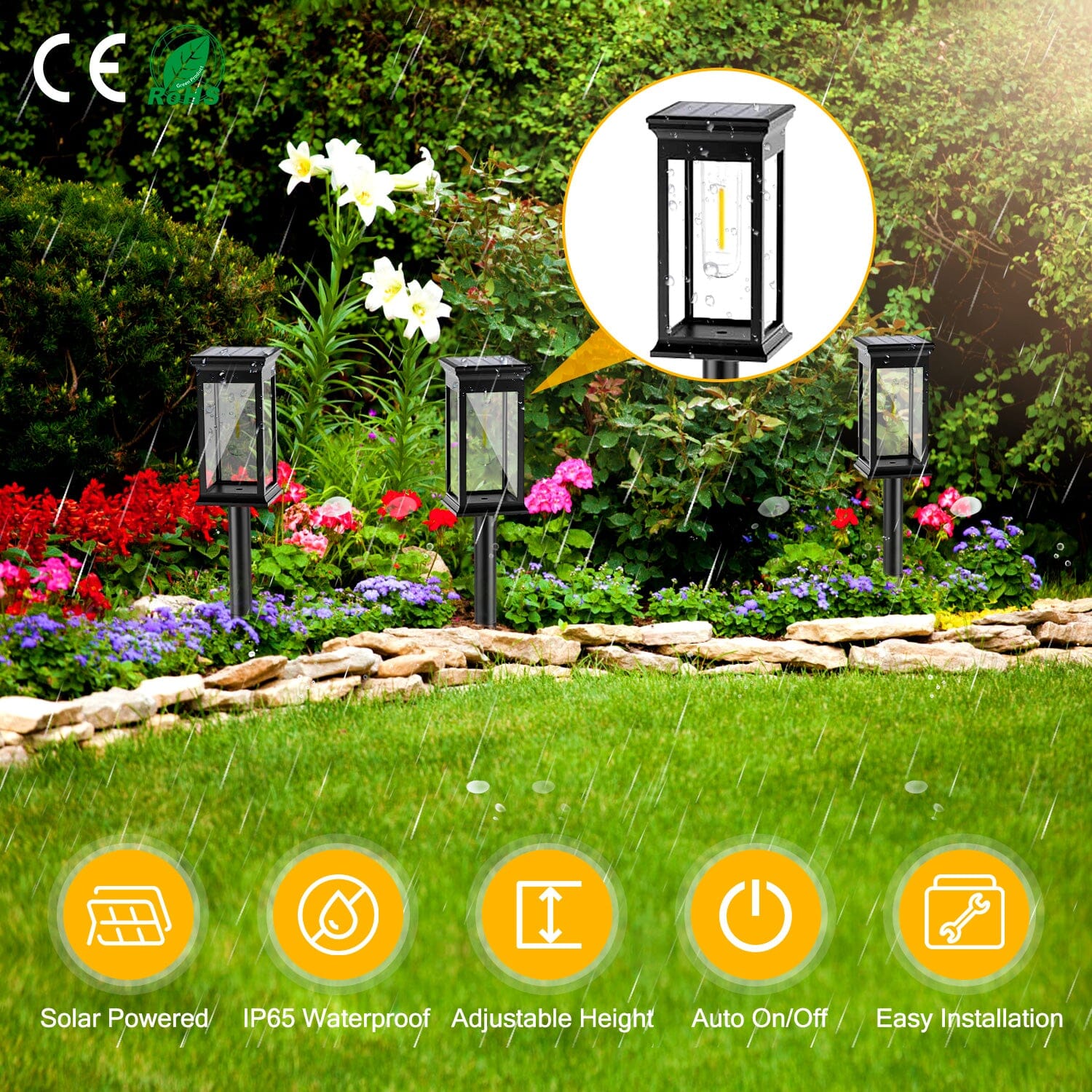 6-Pack: Solar Powered Stake Light IP65 Waterproof Auto On Off Many Kinds Of Cheap Pice