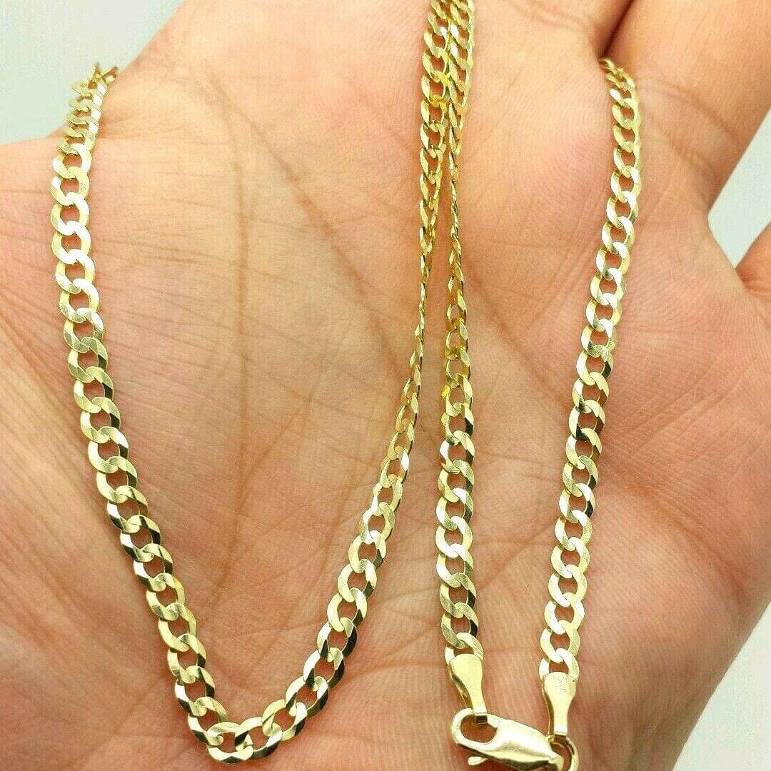 10K Solid Yellow Gold Cuban Chain 2.6mm Necklace Discount Latest