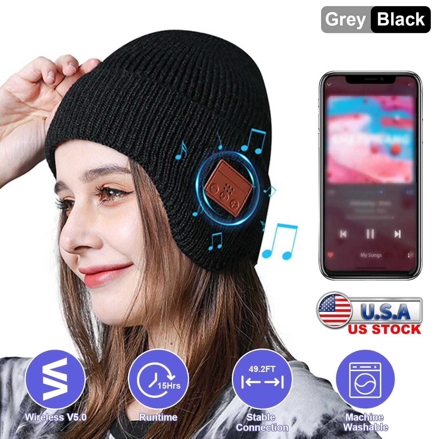 Wireless V5.0 Beanie Hat with Headphones USB Rechargeable Sale Recommend