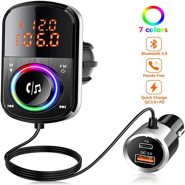 PD18W and QC3.0 Bluetooth 5.0 Car Radio Adapter Dual Fast Charging Port Wireless FM Audio Hands Free Car Kit Receiver Discount Manchester