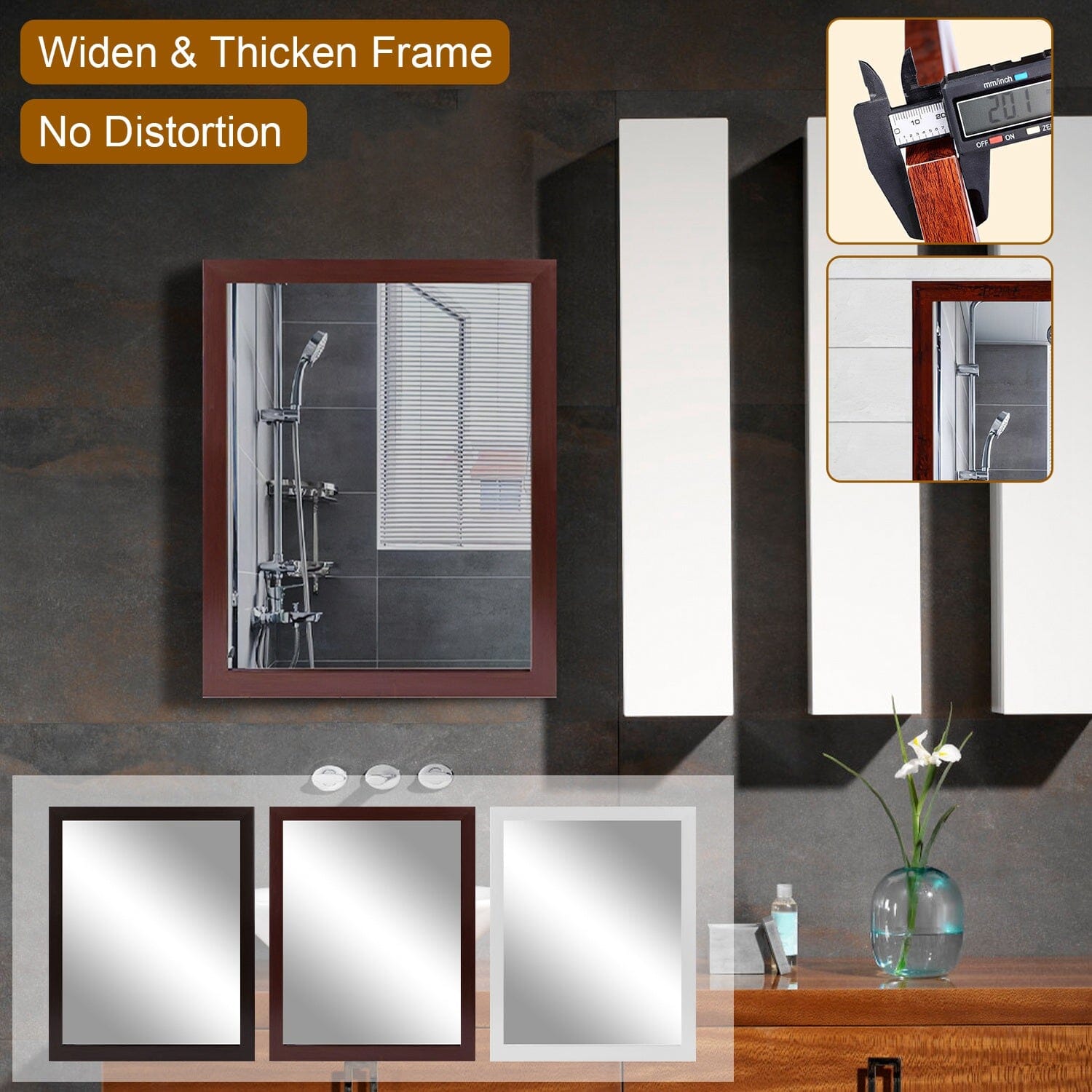 Wall Mount Mirror Wood-Like Frame Rectangle Modern Hanging Mirror Pay With Visa Cheap Online