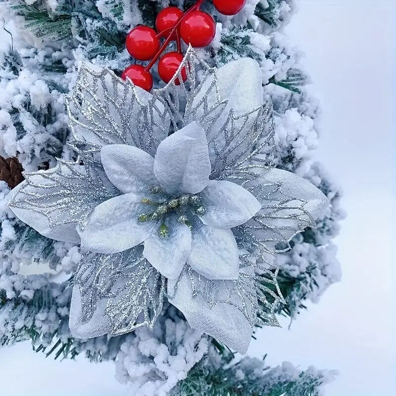 20-Pieces: Artificial Poinsettia Flowers Christmas Ornament Free Shipping Fake