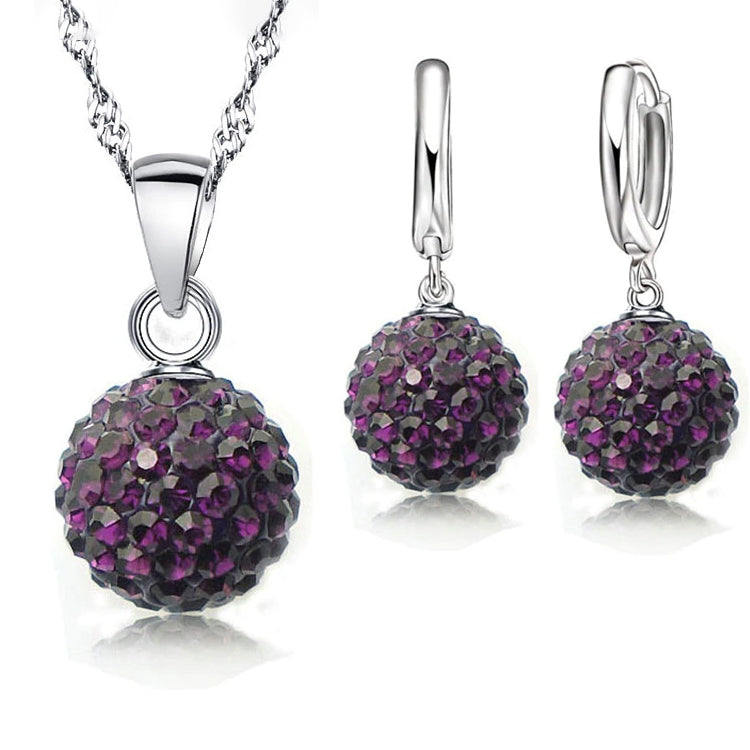 Crystalline Solid Silver Woman Jewelry Disco Ball Set Outlet Cheap Pices