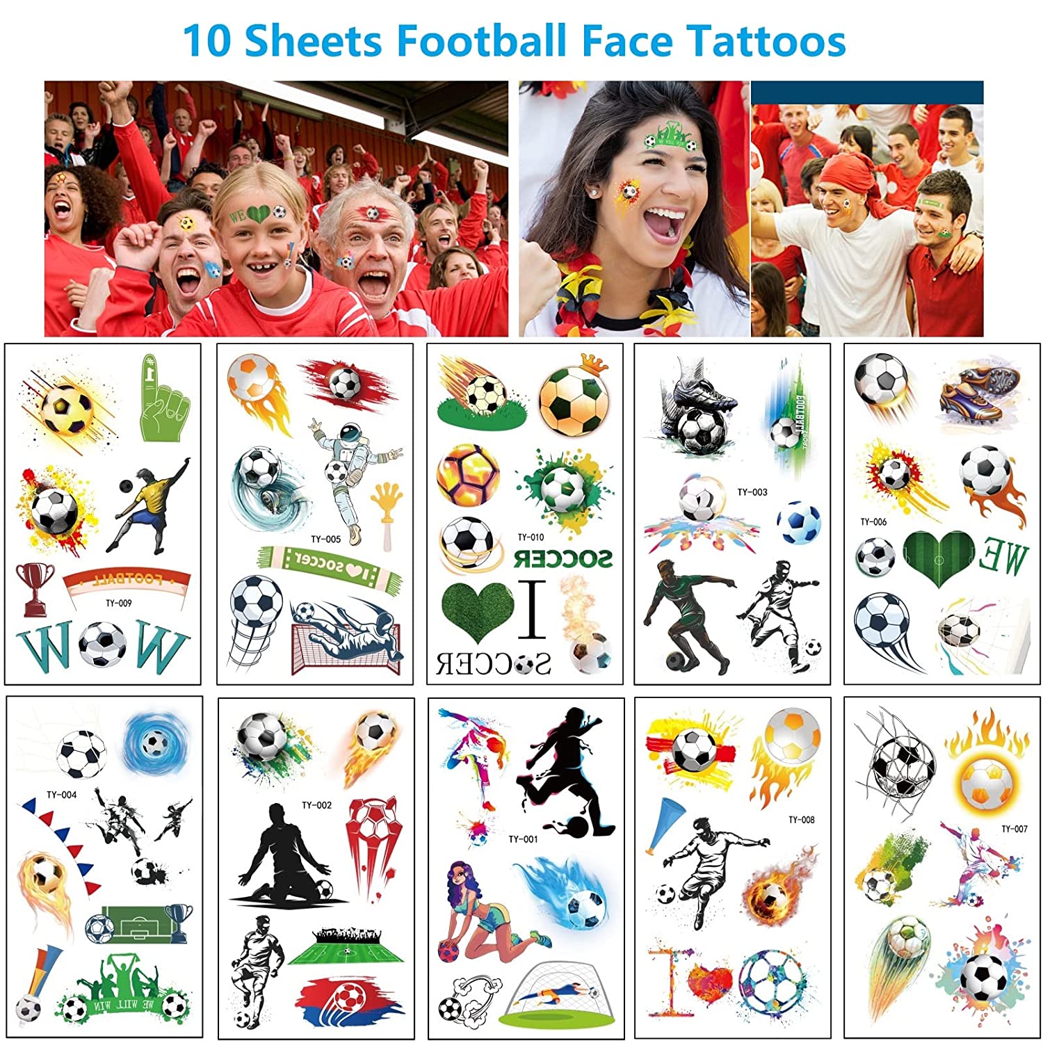 20 Sheet 2022 Football World Cup Football Sports Face Sticker Collections Online