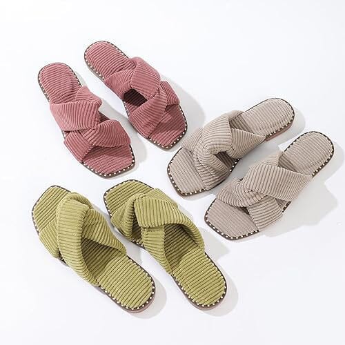 Roxoni Velvet Piping Flat Sandals for Women Original Online