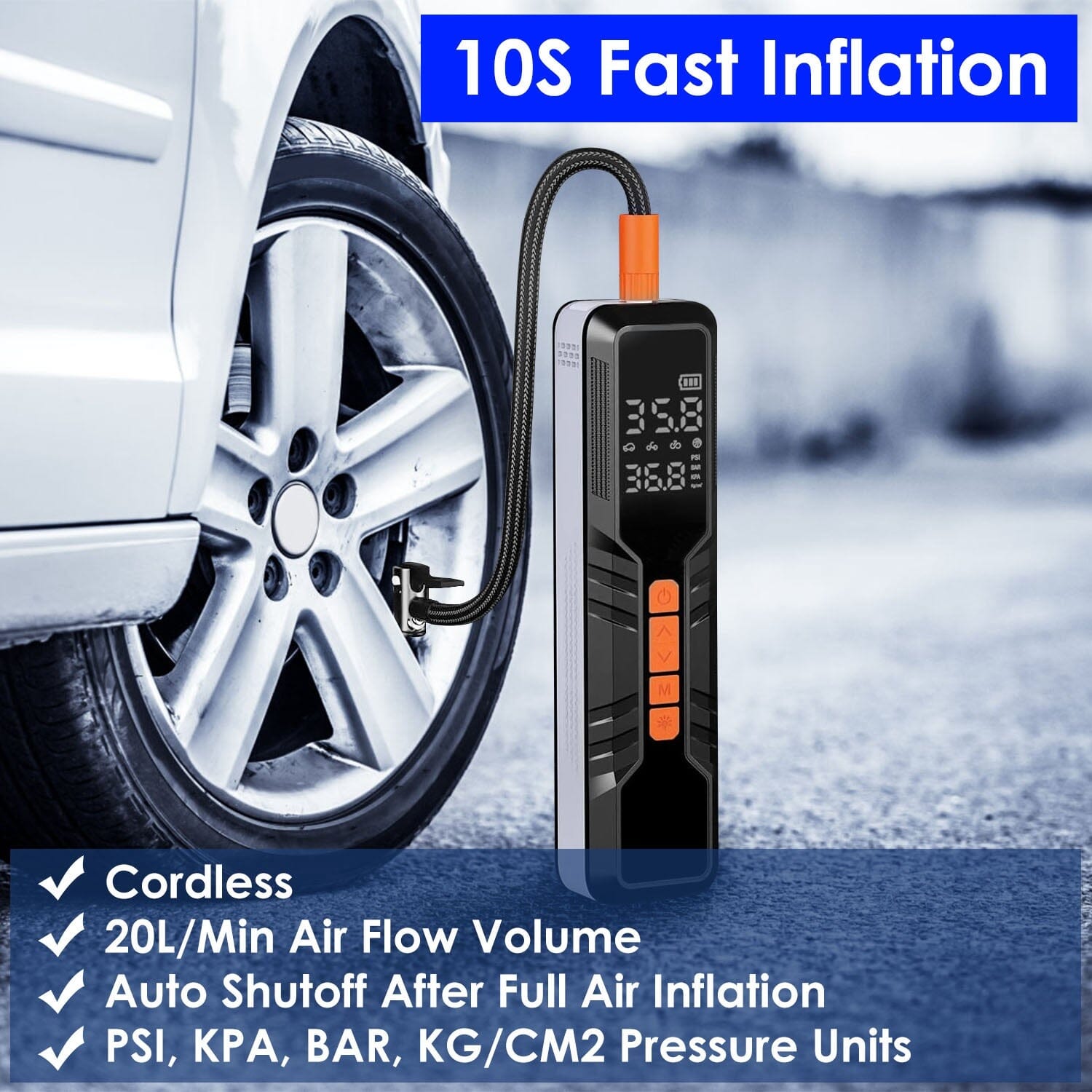 150 PSI Portable Tire Inflator Cordless Digital Air Compressor Quality Free Shipping