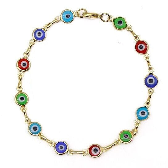 18k Gold Filled High Polish Finsh Evil Eye Bracelet Discount Classic