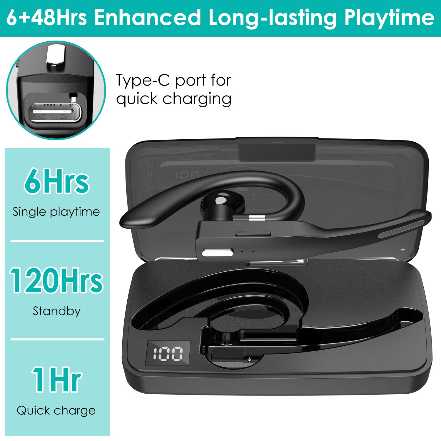 Unilateral Wireless V5.1 Business Earpiece with Charging Case Latest Collections Cheap Pice