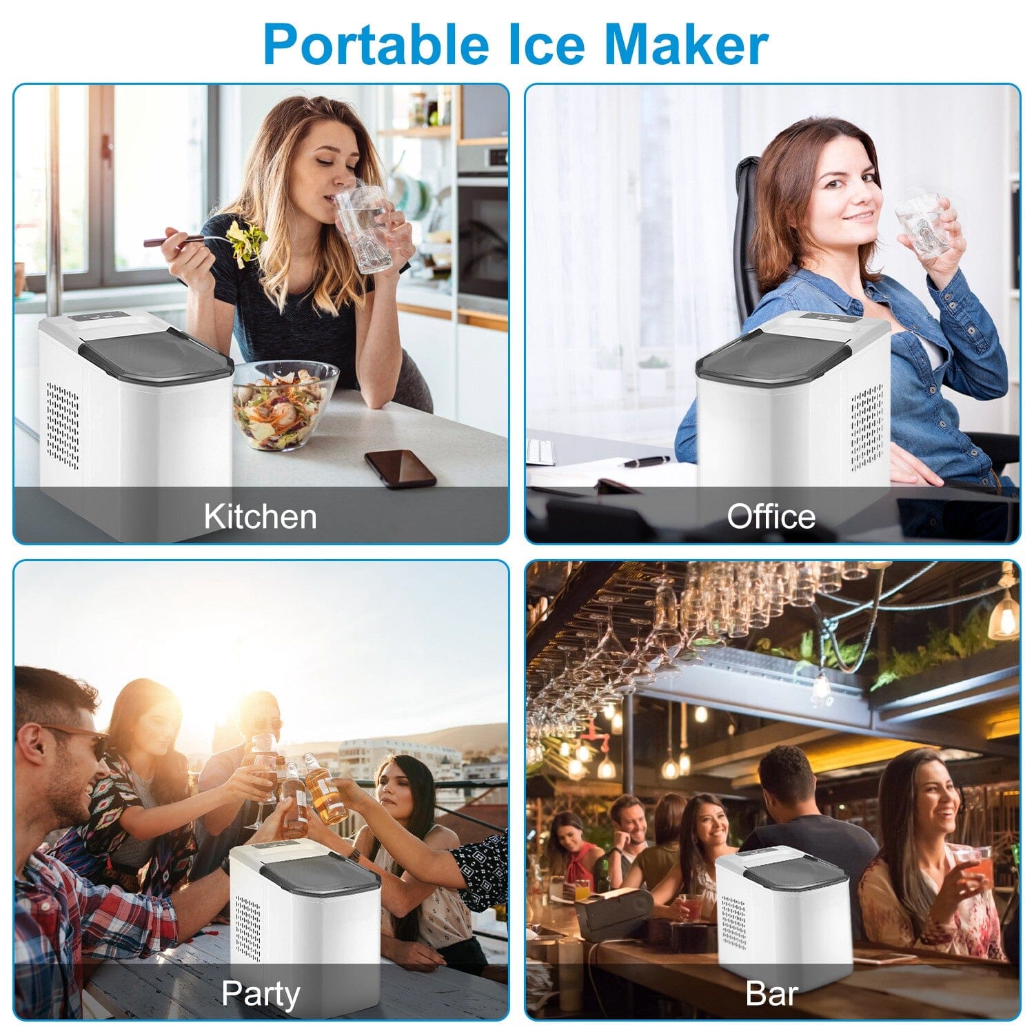 Electric Countertop Ice Make with Ice Scoop Basket Self Cleaning Cheap Sale Supply