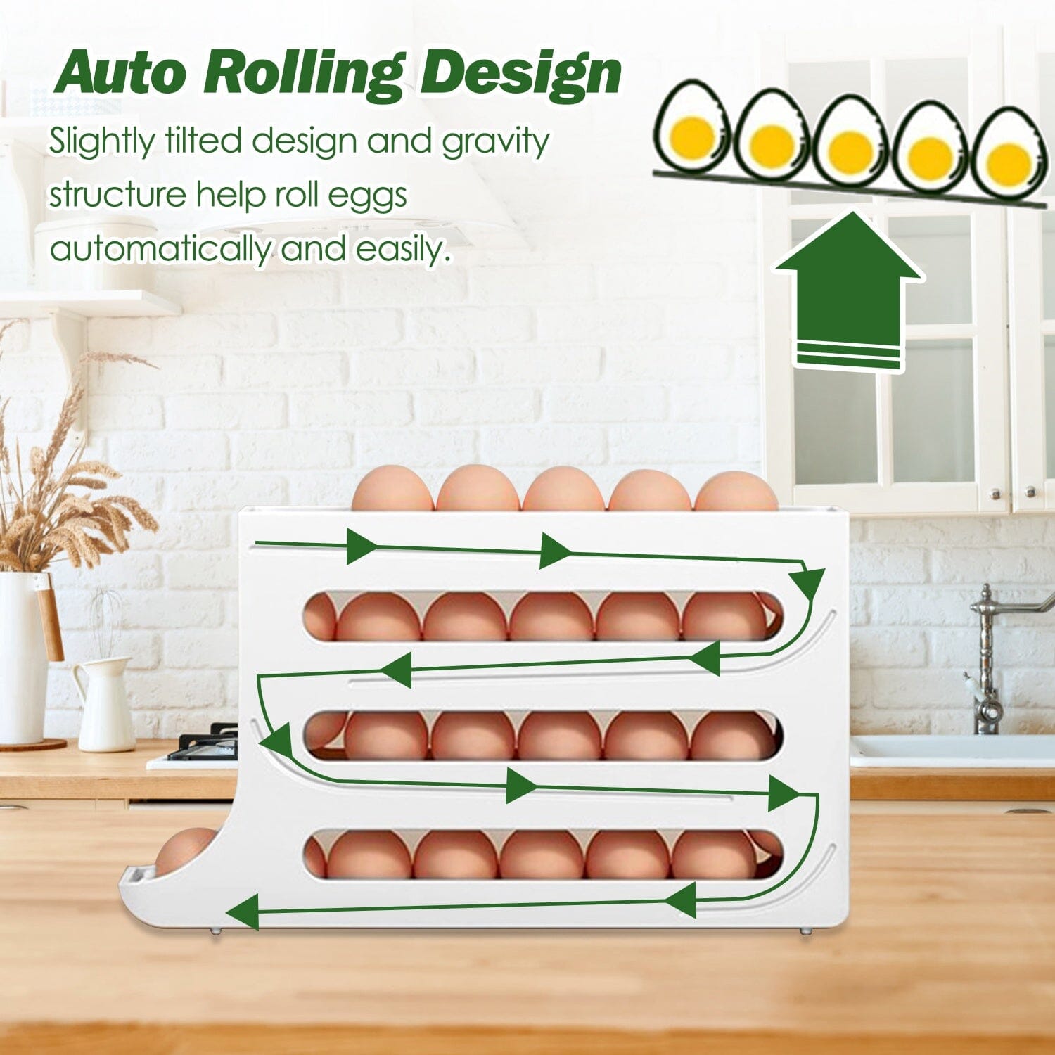 3-Pieces: 4-Tiers Egg Holder Auto Rolling Fridge Egg Organizer Purchase Sale Online