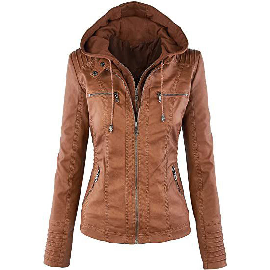 Lock and Love Women's Removable Hooded Faux Leather Jacket Sale Big Discount