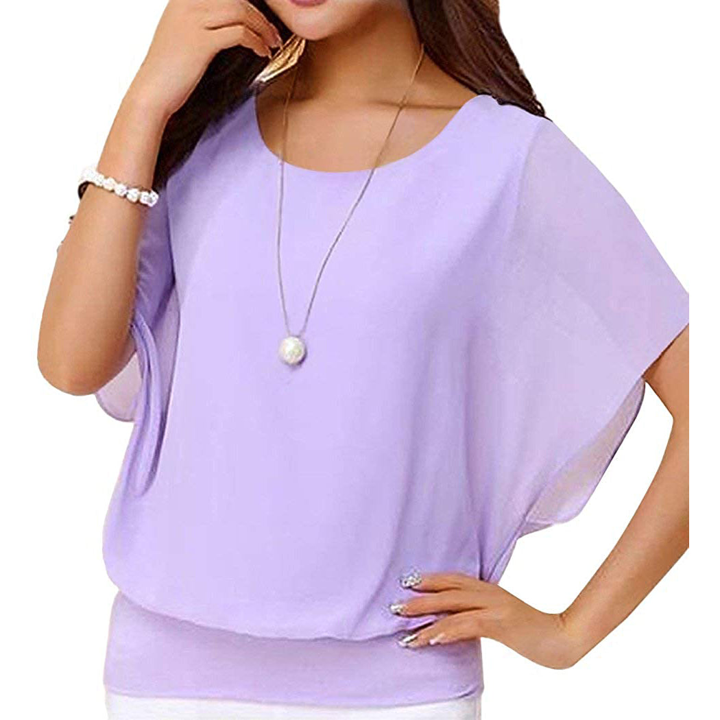 Women's Loose Casual Short Sleeve Chiffon Top T-Shirt Blouse Clearance Buy