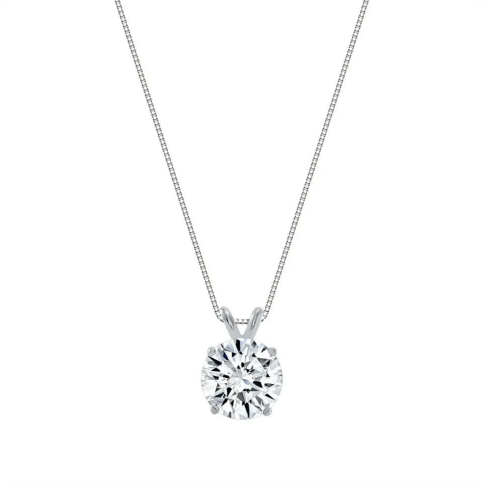 1/4 - 2 Ct T.W. Natural Diamond Solitaire Pendant in 14K White or Yellow Gold Cheap Genuine