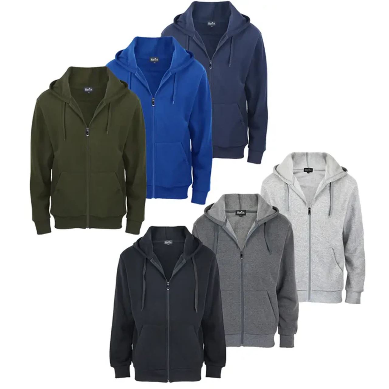 2-Pack: Men's Solid Color Full-Zip Fleece Hoodie, Assorted Recommend