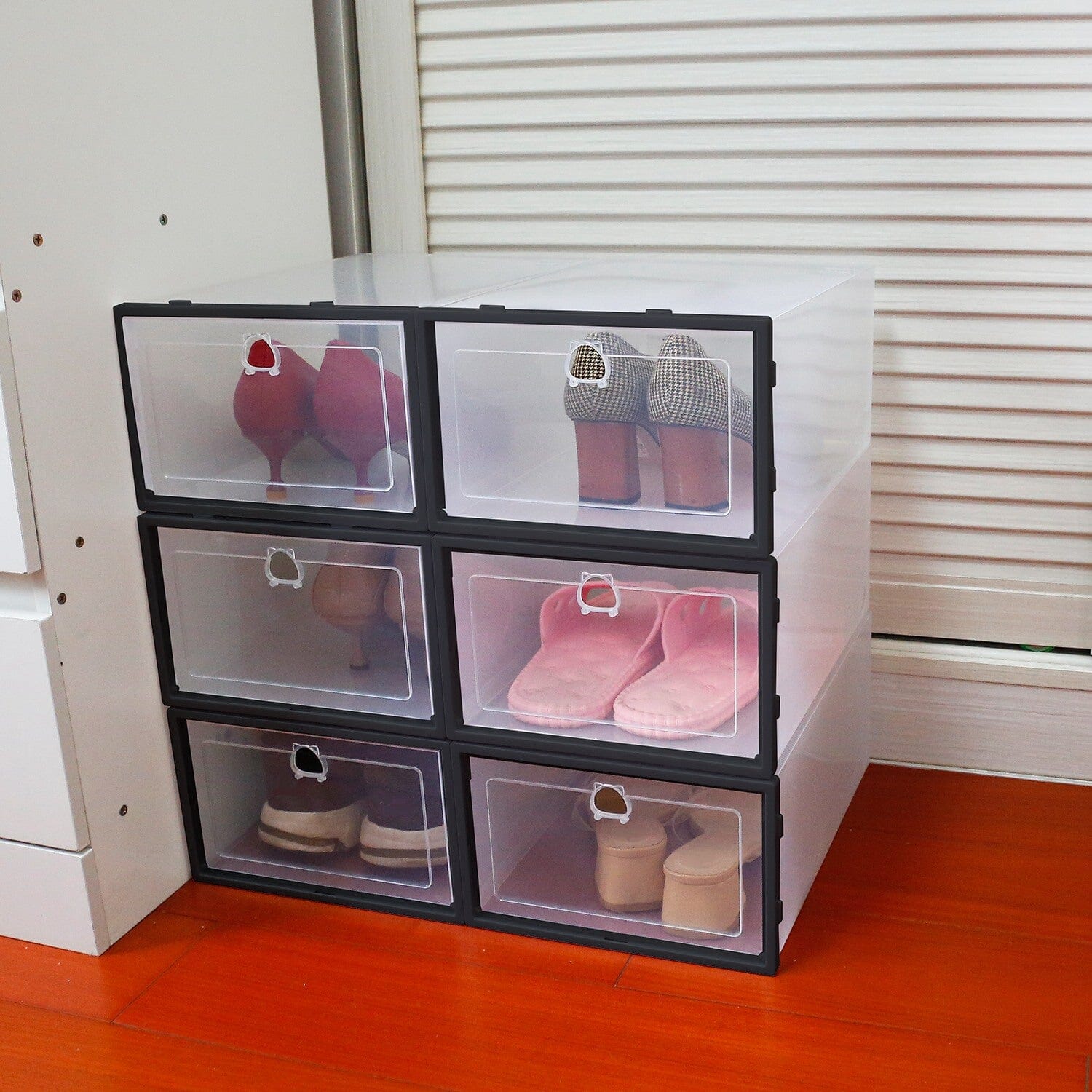 Stackable Shoe Storage Bin Transparent Dustproof Cheap Pice