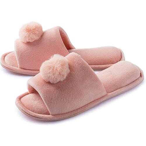 Roxoni Women's Slippers Lovely Velvet Pom-Pom Open Toe House Slides Cheap Sale Pick A Best