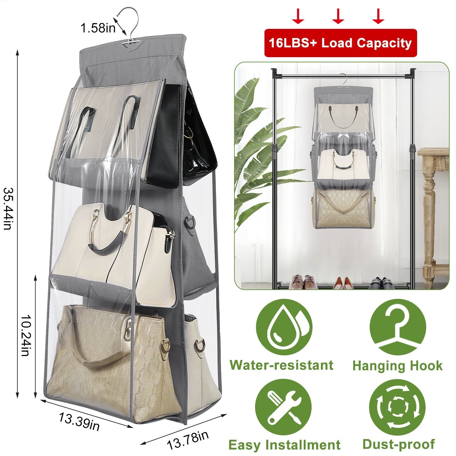 Hanging HandBag Organizer with 6 Pockets Closet Purse Storage Quality From China Wholesale