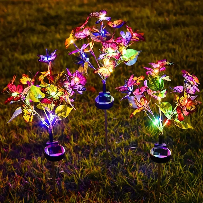 2-Pack: Solar-Powered Butterfly Flower Lamp Discount View