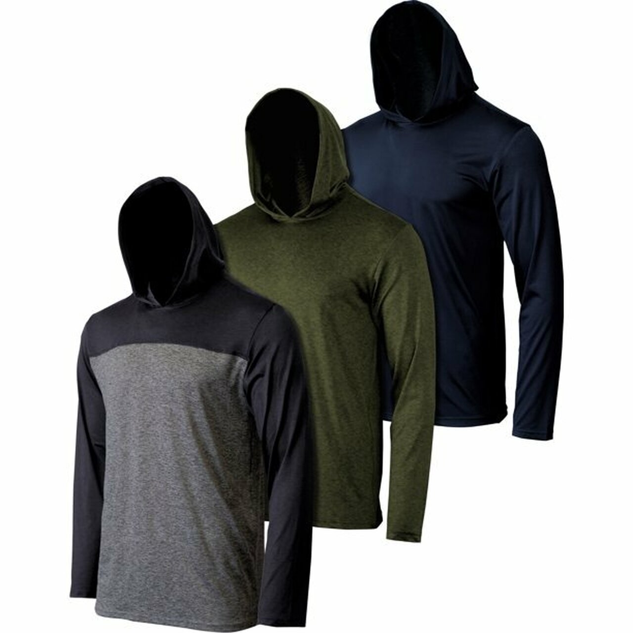 3-Pack: Men's Moisture Wicking Active Athletic Pullover Hoodies Big Sale