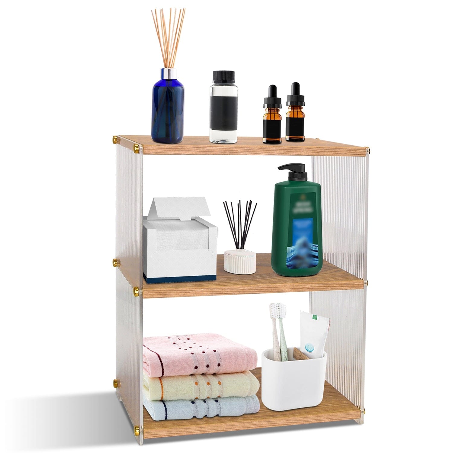 3-Tier: Acrylic Countertop Organizer Bathroom Wood Counter Storage Recommend Online