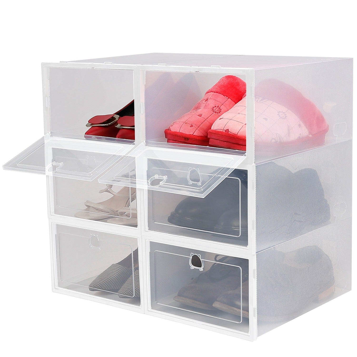 Stackable Shoe Storage Bin Transparent Dustproof Cheap Pice