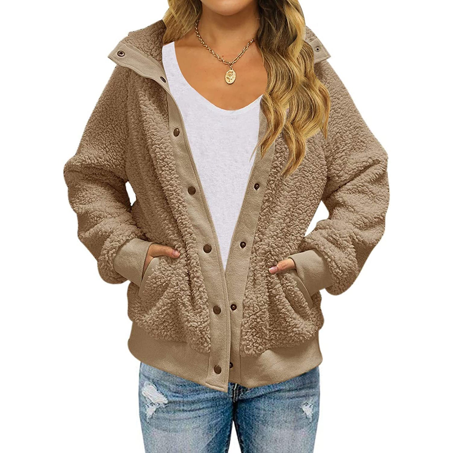 Womens Winter Sherpa Fleece Button Jacket Coat Cheap Sale Get Authentic