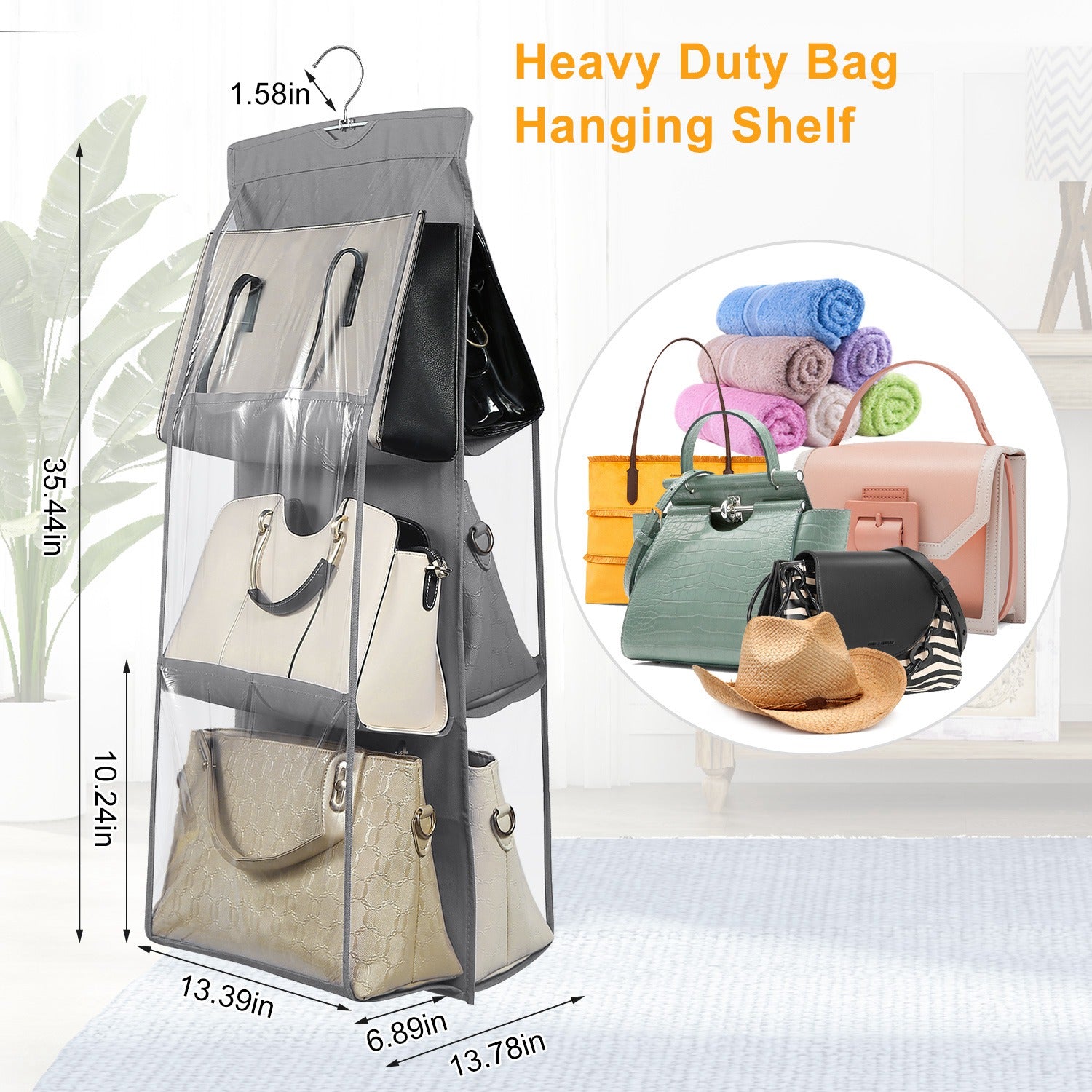 Hanging HandBag Organizer with 6 Pockets Closet Purse Storage Quality From China Wholesale