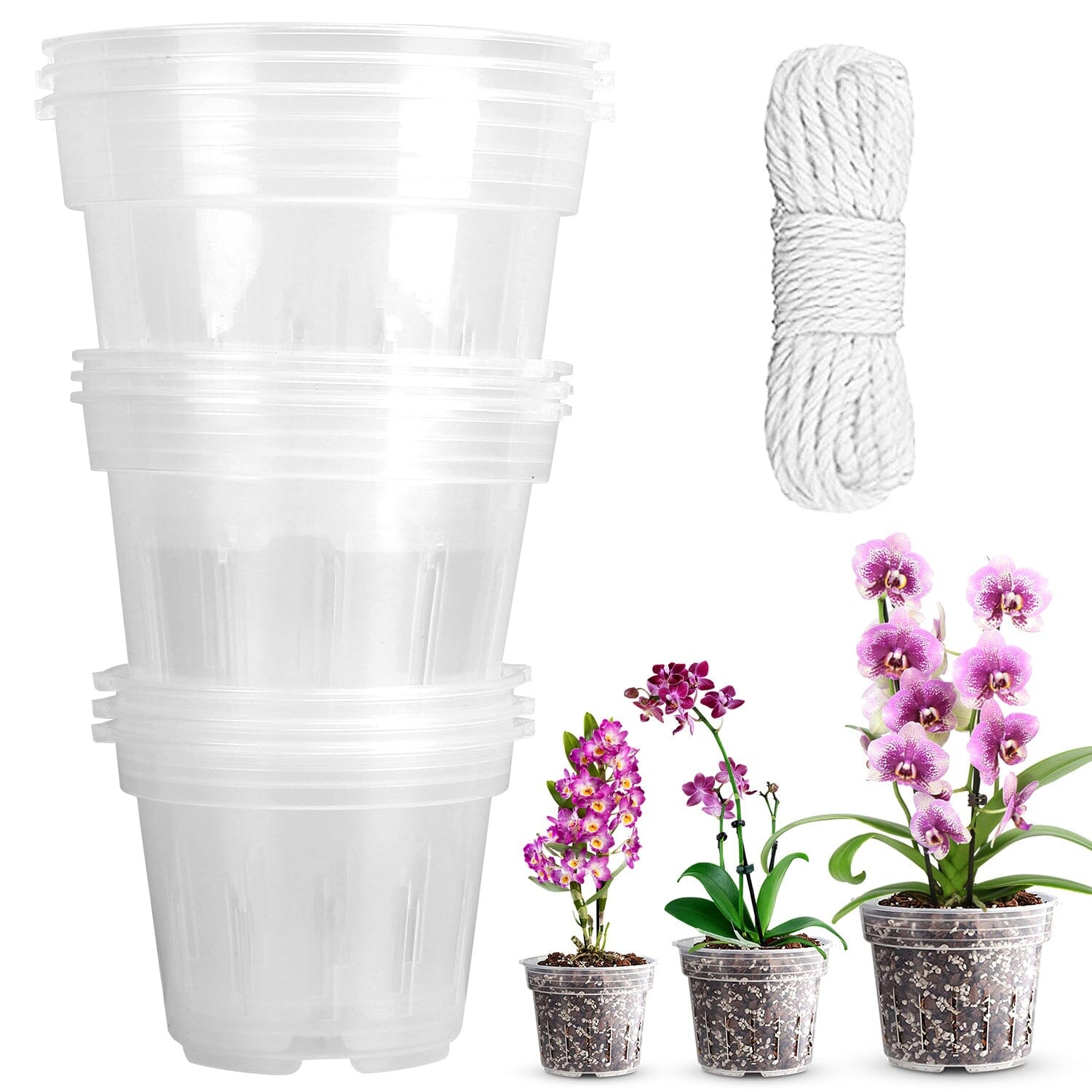 9-Piece: Orchid Pots Clear Reusable Plastic Flower Plant Nursery Planter Buy Cheap Free Shipping