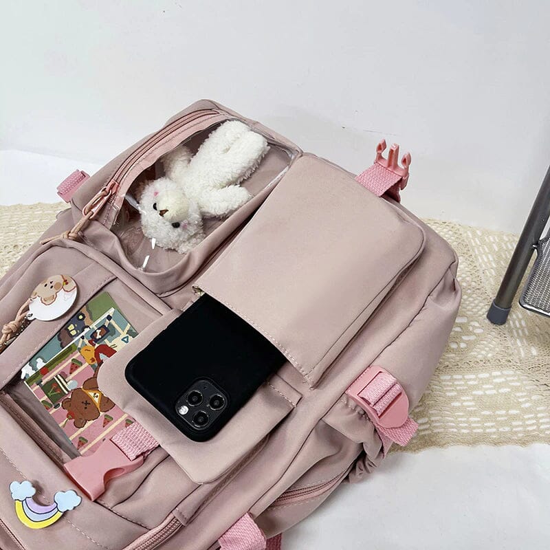 Cute Waterproof Multi-Pocket Women Backpacks with Bear Doll Clearance Good Selling