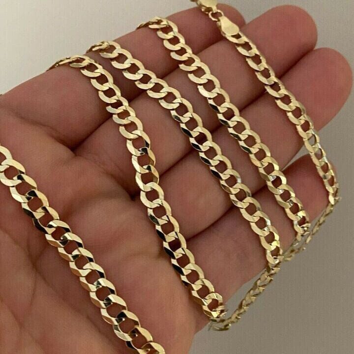 10k Yellow Gold 5MM Curb Chain Cuban Link Necklace 16-30 Made In Italy Outlet New Arrival
