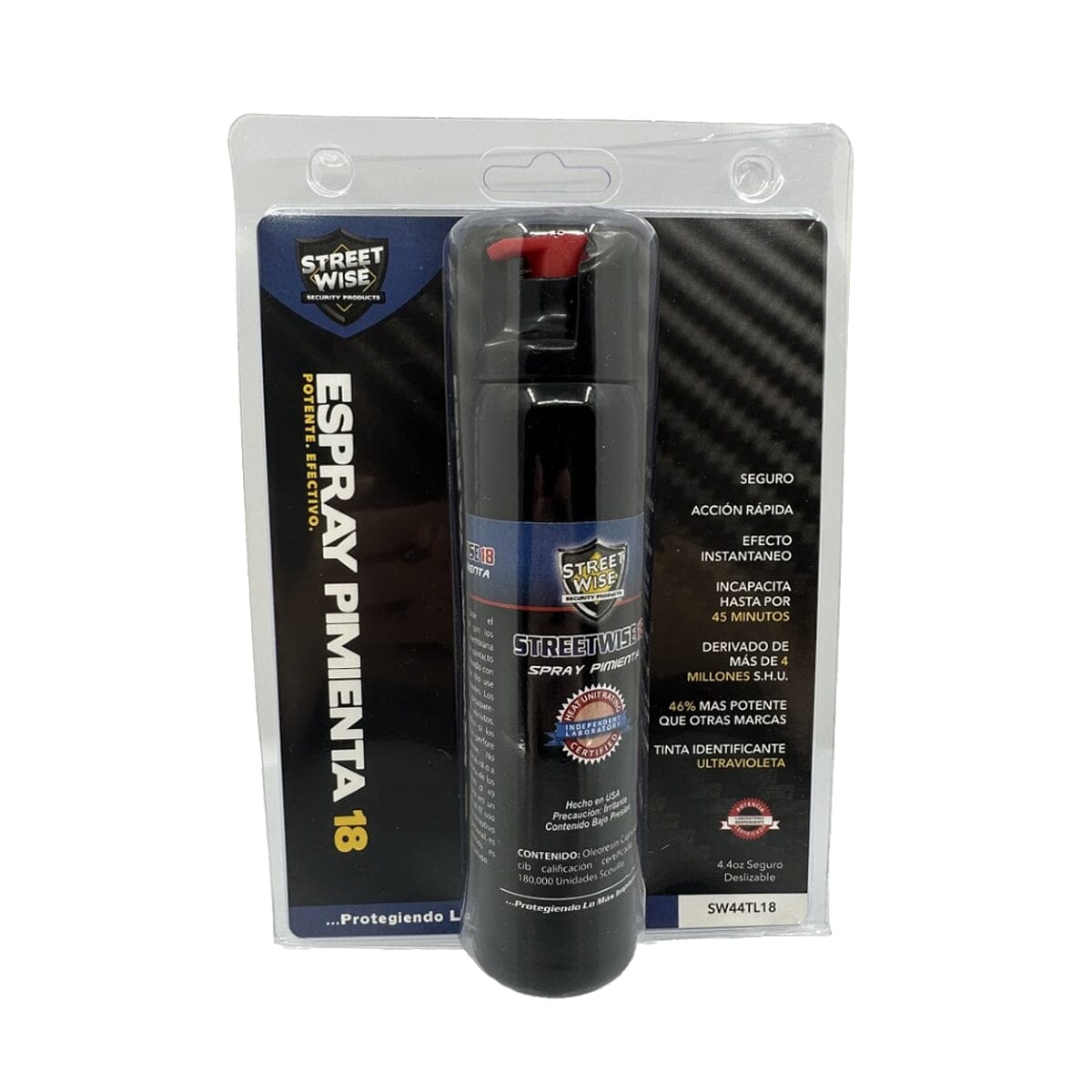 Streetwise 18 Pepper Spray 4.4 oz. Twist Lock (With Spanish Label And Back Card) Free Shipping Genuine