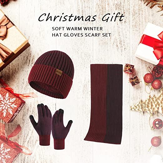 Men's Scarf and Beanie Hat Themal Gloves Set Sale Great Deals