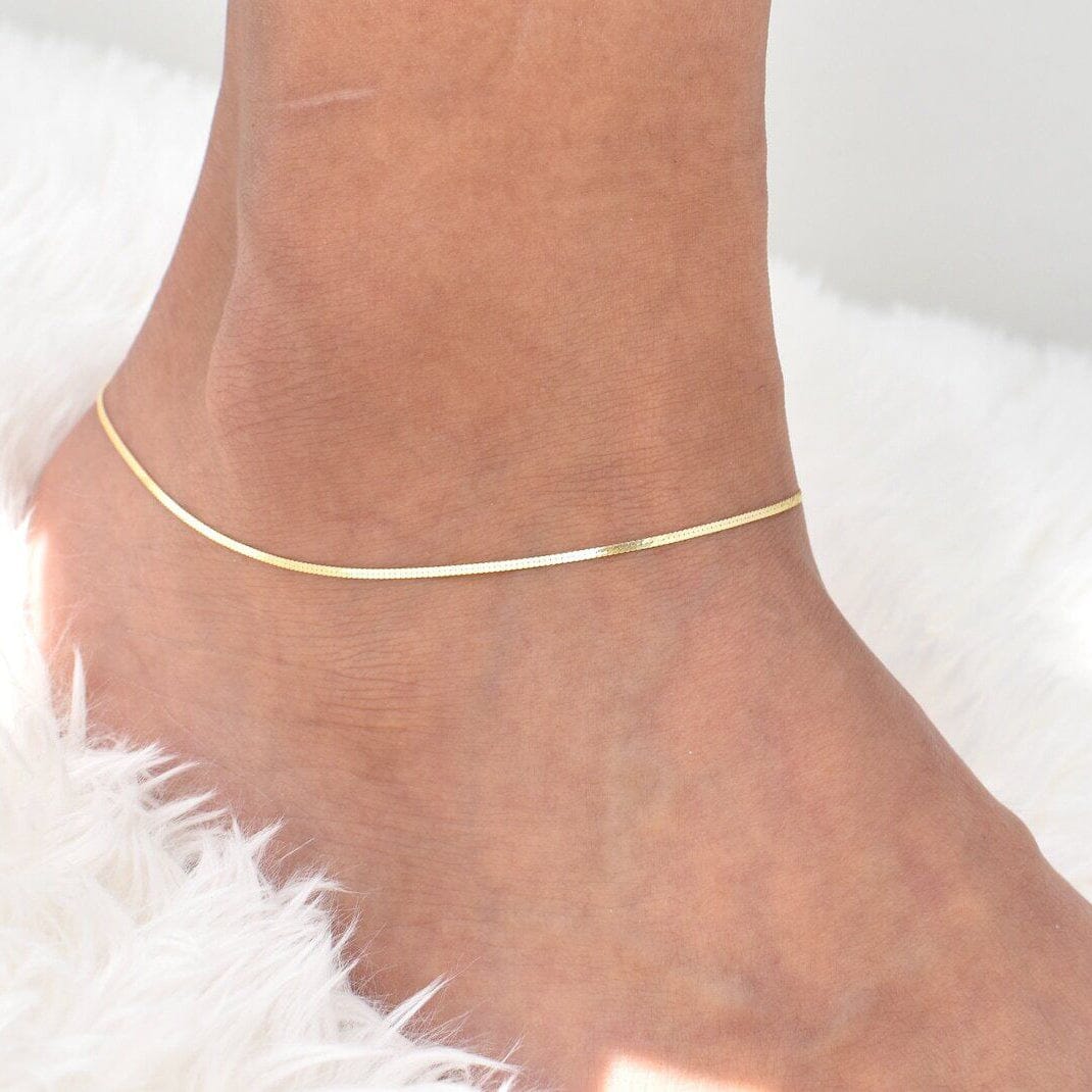 14k Solid Yellow Gold High Polish Herringbone Necklace Anklet 10 Buy Online Cheap