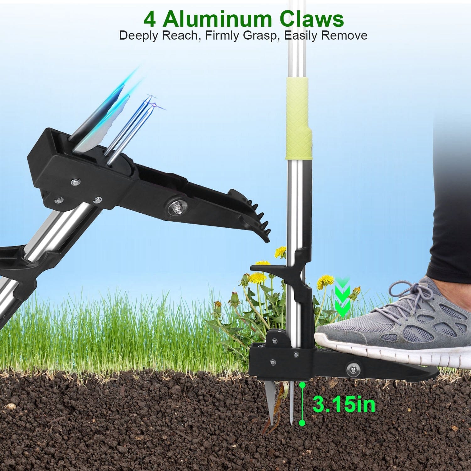 Standup Aluminum Weed Puller with 4 Claws Outlet Footaction