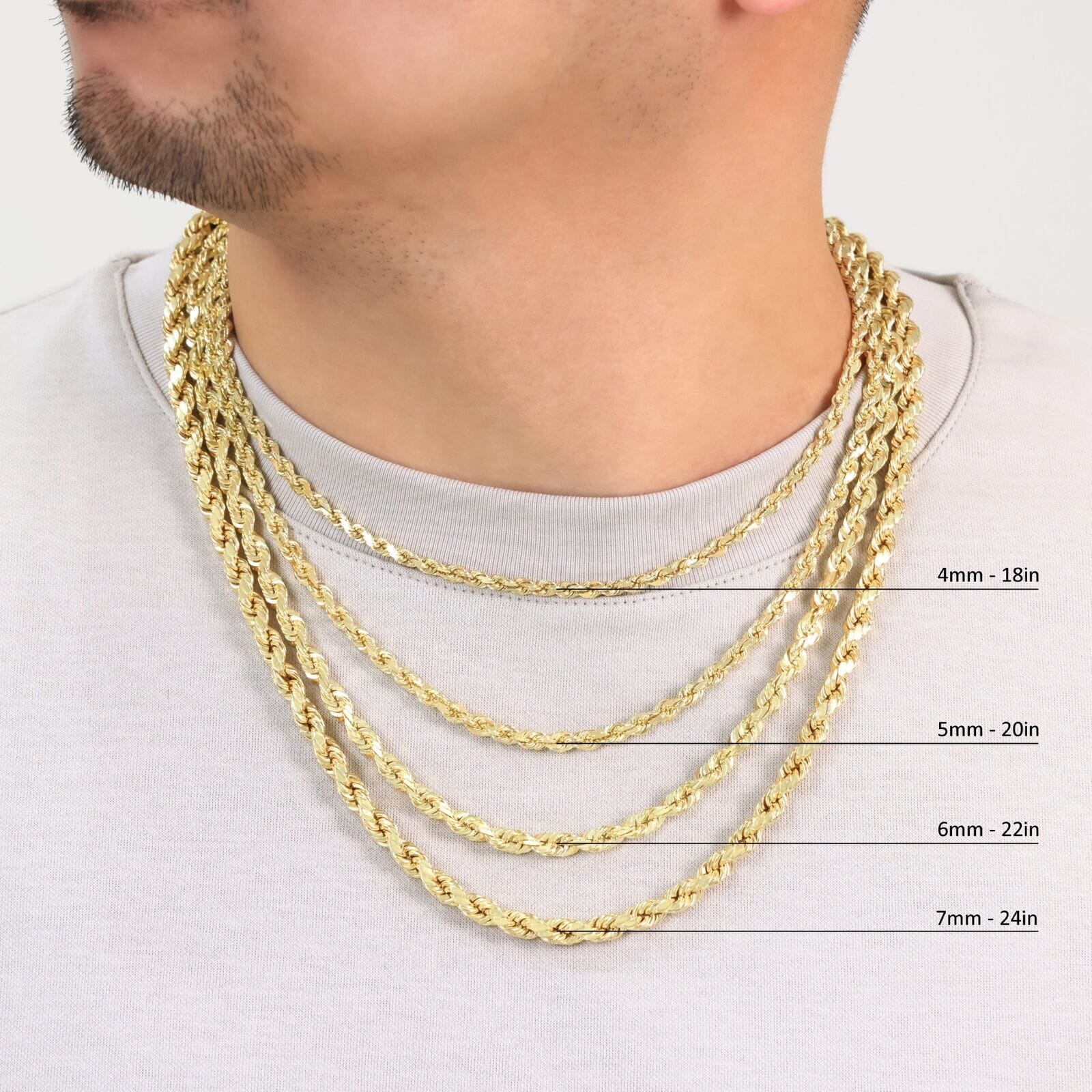 Rope Chain in Yellow Gold - 3mm From China Sale Online