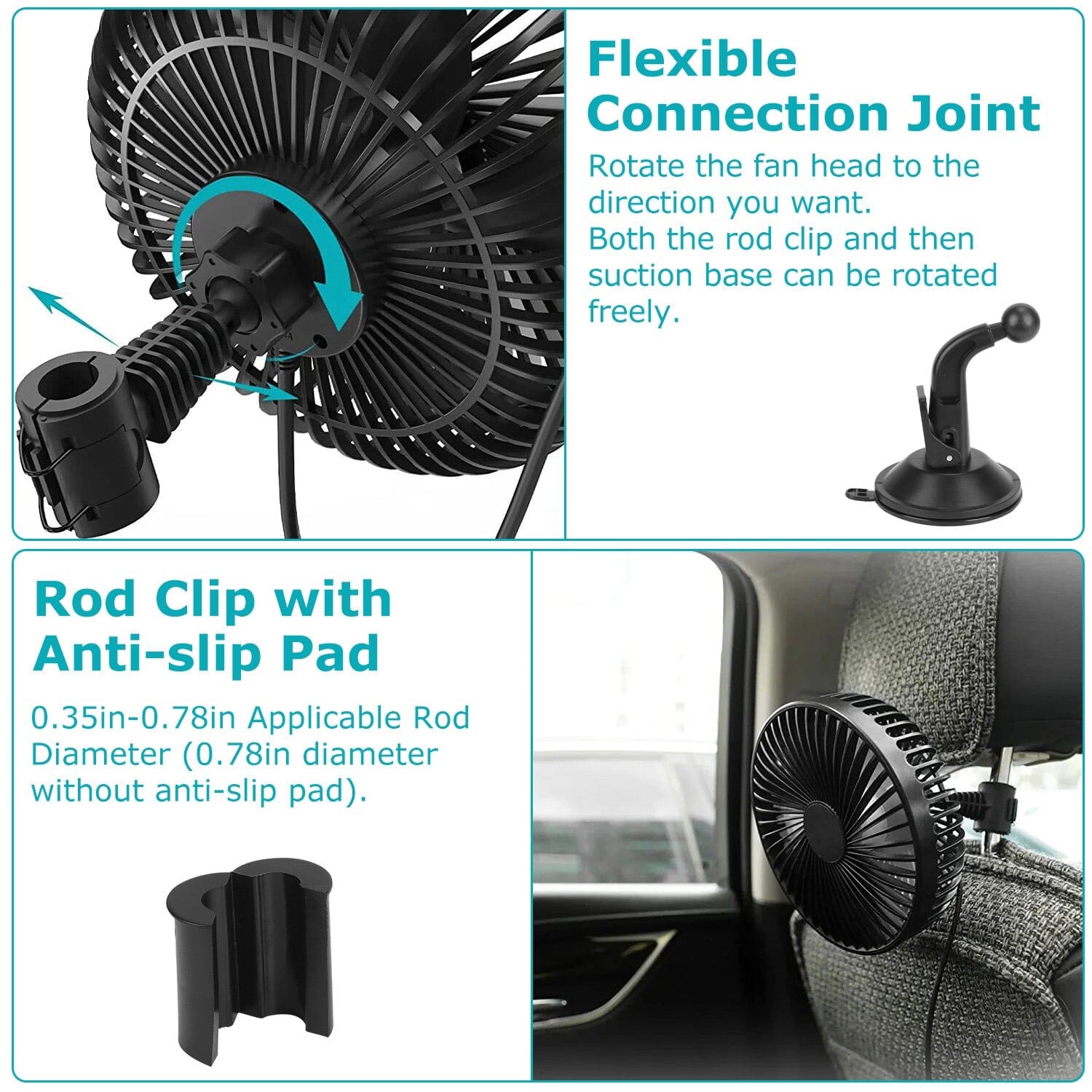 Portable Rotatable Car Cooling Fan Sale 100% Authentic