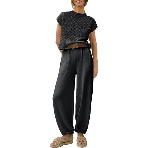 2-Piece Set: Women's Knit Pullover Tops and High Waisted Pants Tracksuit Lounge Sets Clearance Choice