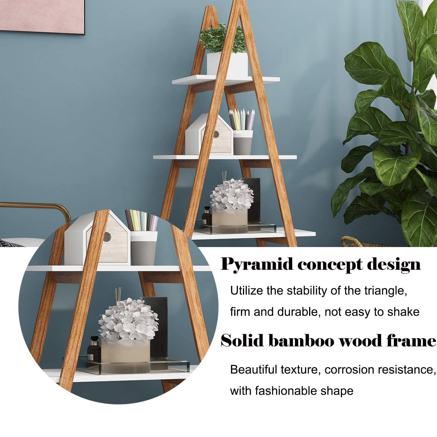 4-Tier Bookshelf Wooden Ladder Shelf Wooden Bookcase A- Shaped Buy Cheap Free Shipping