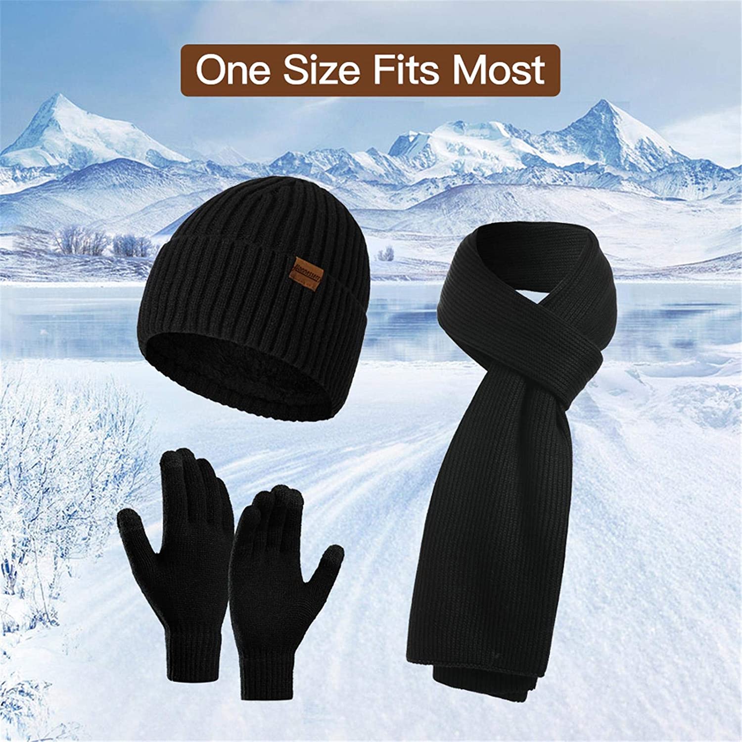 Men's Scaves and Beanie Hat Themal Gloves Set Clearance Geniue Stockist