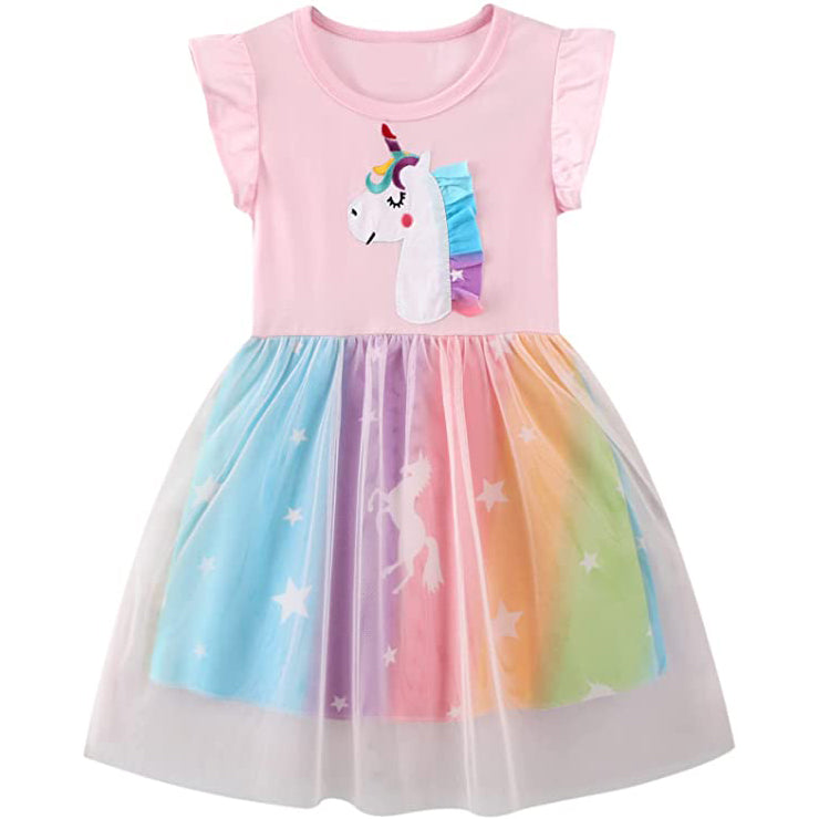 Girl's Cotton Casual Unicorn Dress Buy Cheap Pice