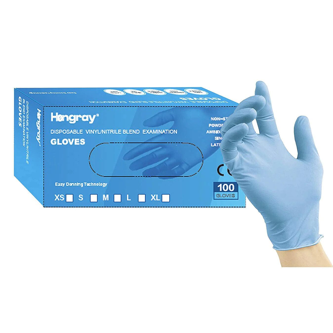 100-Pack: Disposable Vinyl Nitrile Blue Gloves Large Sale Genuine