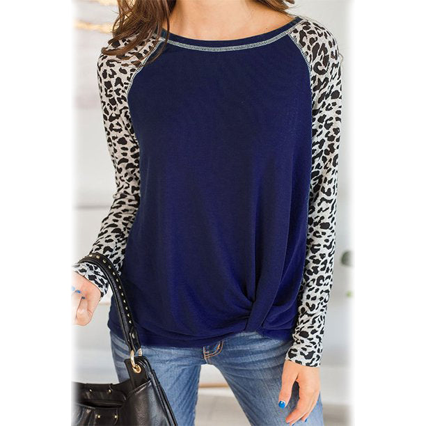 Women's Long Sleeved Leopard Print Twist Top Collections