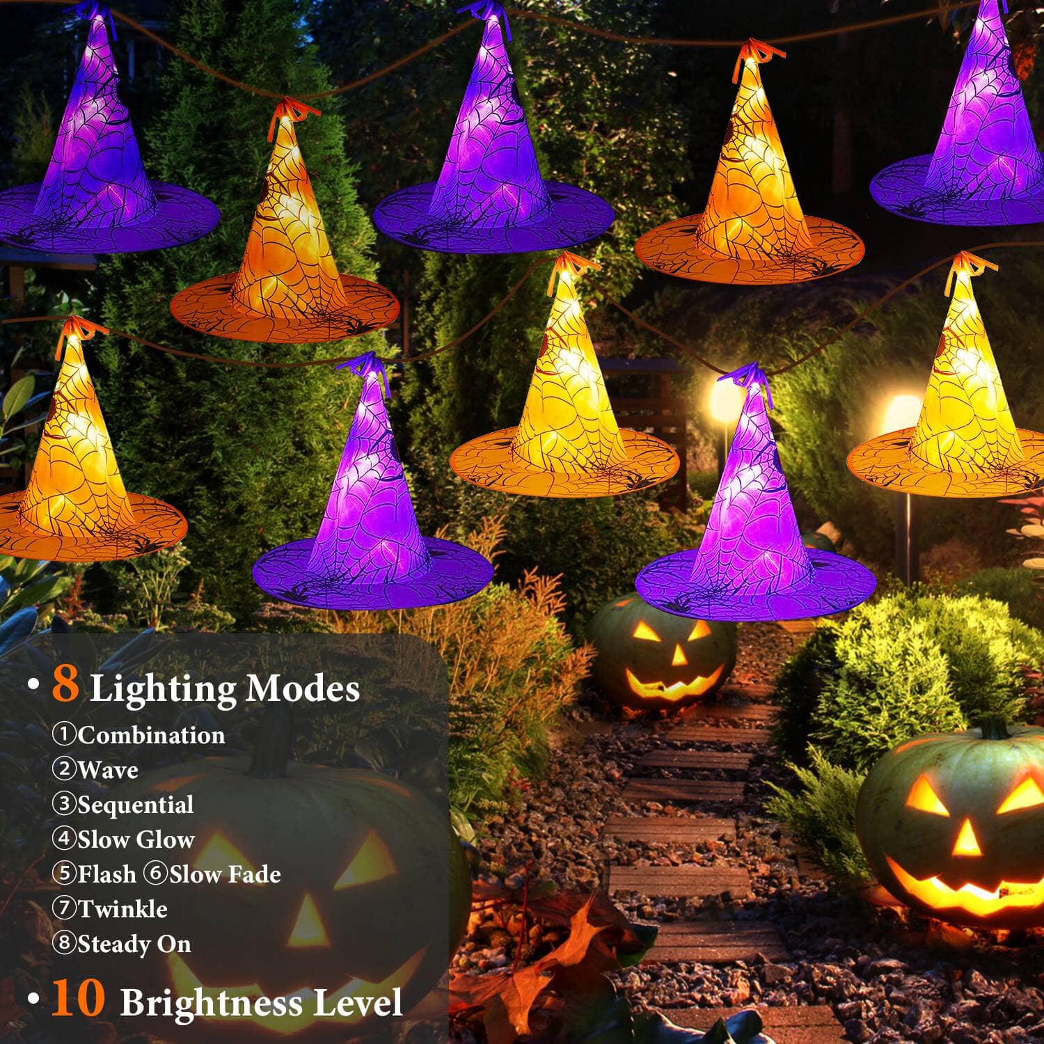 8-Pack: 13ft Witch Hat Hanging String LED Light For Sale Free Shipping