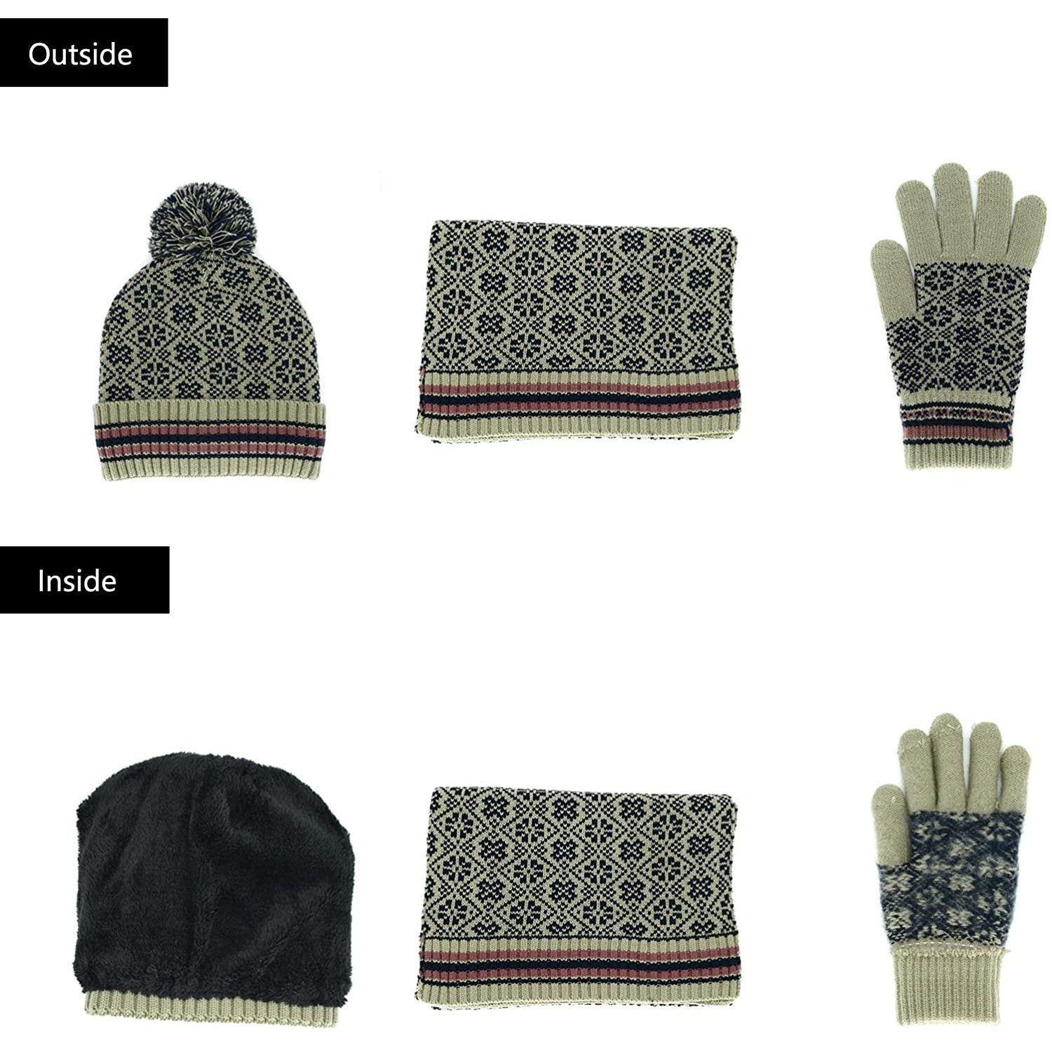 3-in-1 Soft Warm Thick Cable Knitted Beanie Hat Scarf and Gloves Winter Set Cheap Official