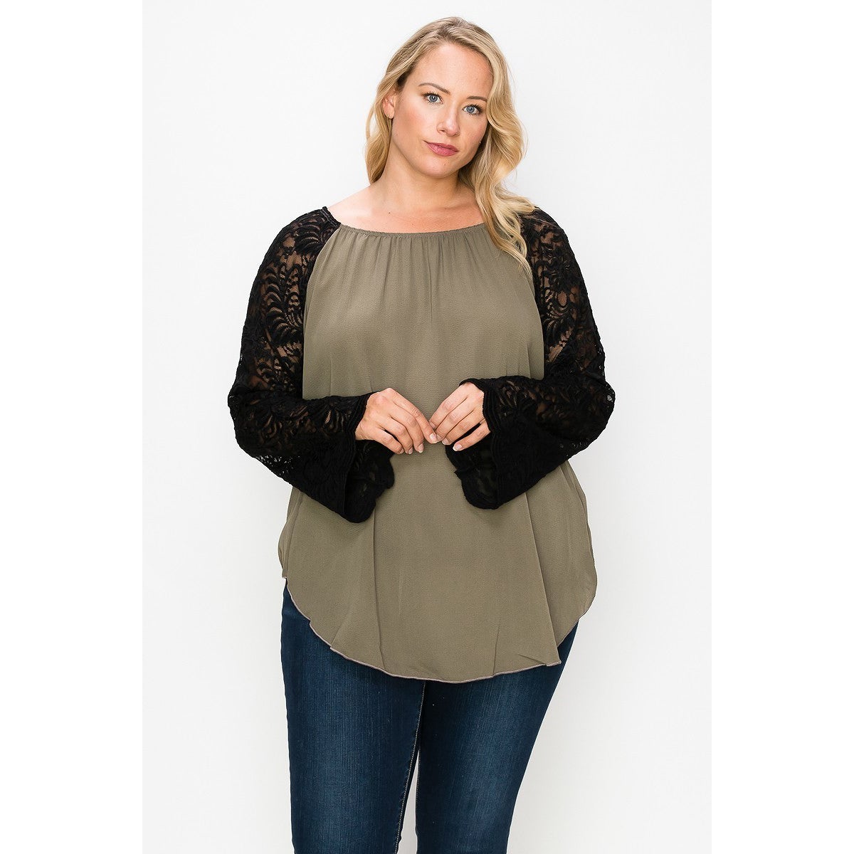 Solid Top Featuring Flattering Lace Bell Sleeves Factory Outlet
