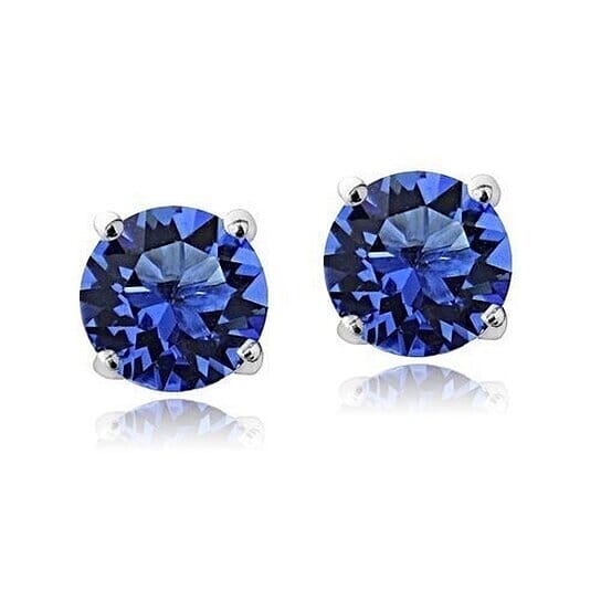 2.00 Cttw 18k White Gold Filled High Polish Finish Round Crystal Blue Stud Earrings Discount Online Online