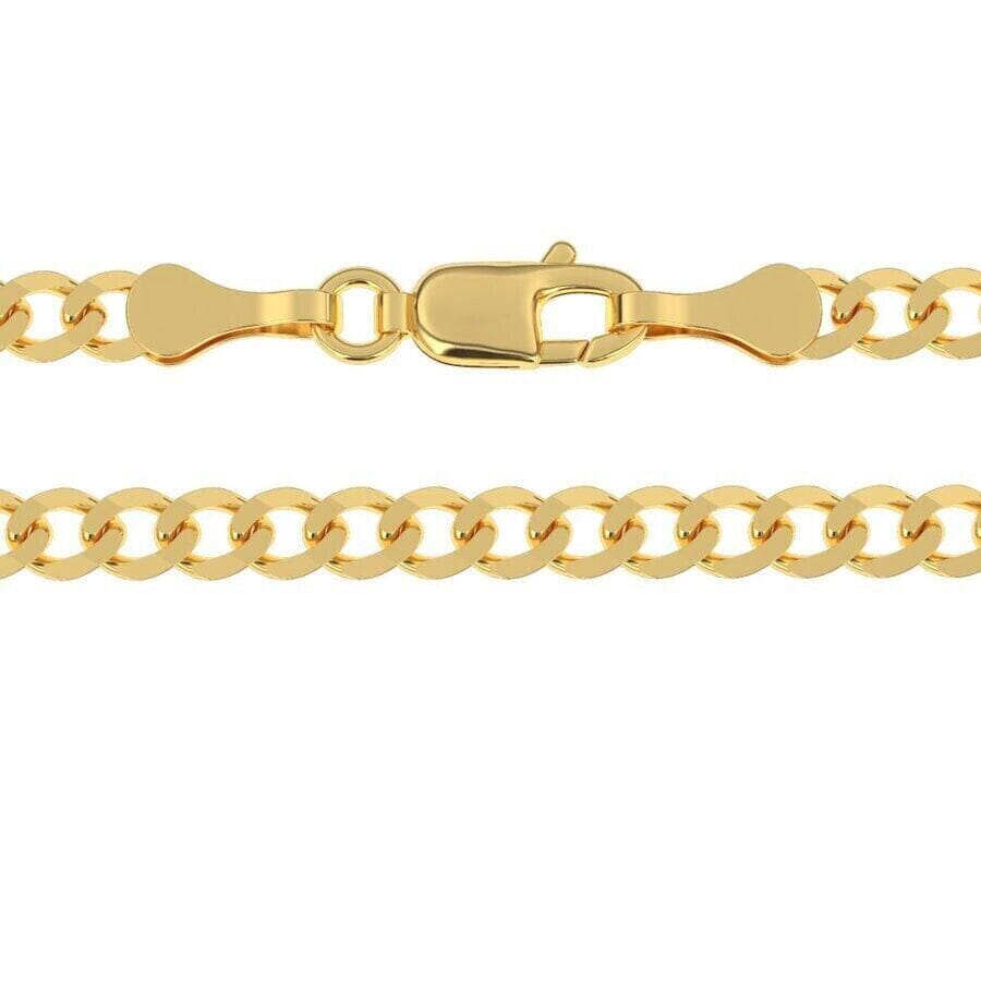 10K Solid Yellow Gold 4mm Cuban Curb Chain Link Necklace Lobster Clasp Huge Surprise Cheap Online