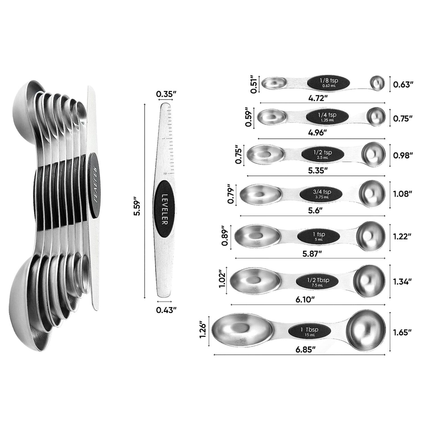 7-Piece: Double Sided Stackable Magnetic Measuring Spoons Set with Leveler Get Authentic Cheap Online